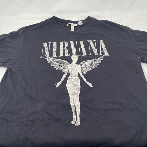 H&M Tops - H&M Nirvana Charcoal Graphic Tee